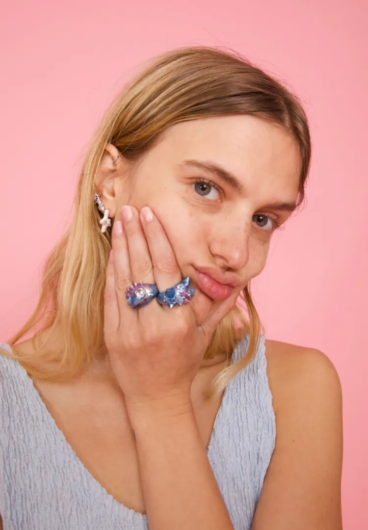 SOFT BLUE ALIEN RING