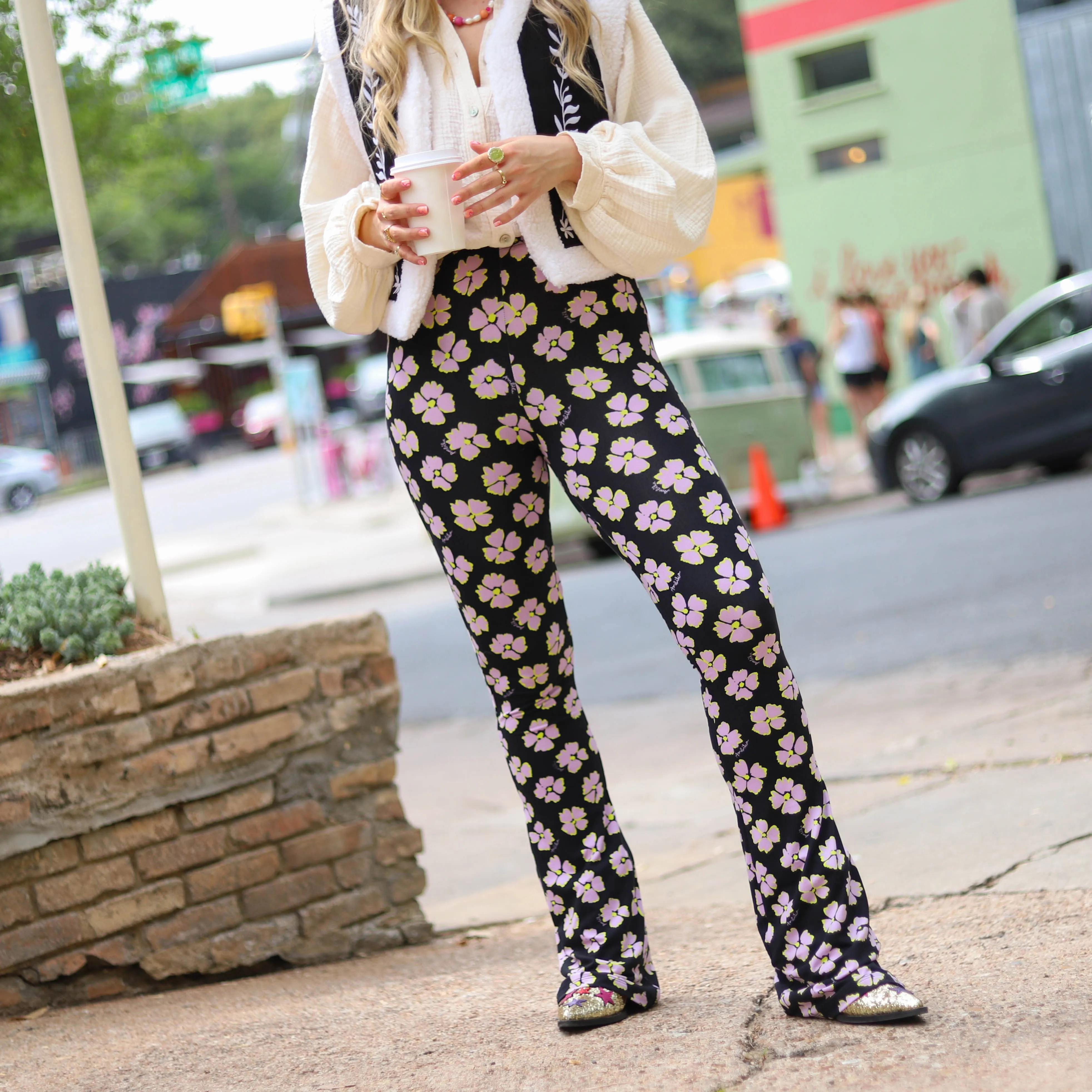 Soft flared legging Lila flower