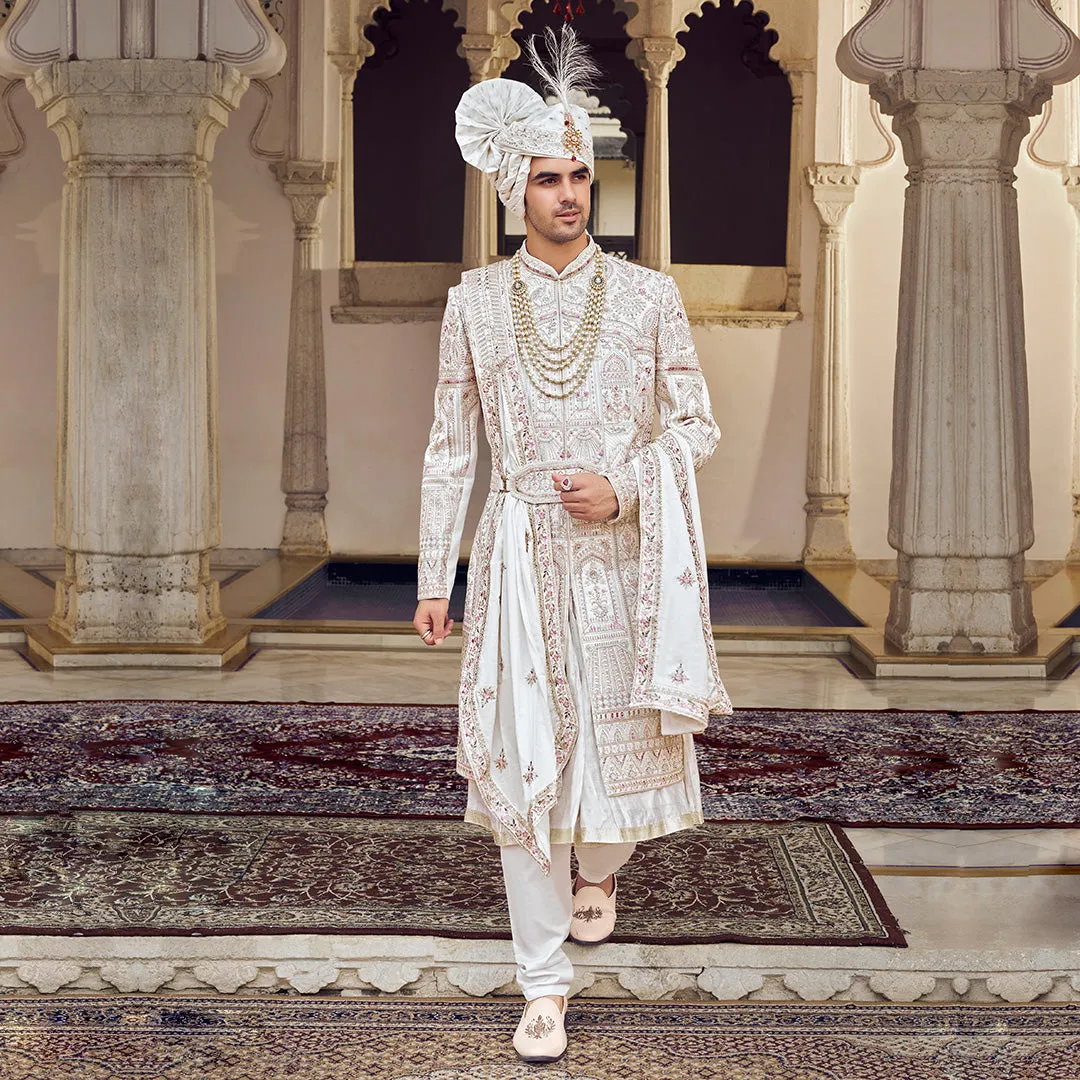 Soft Ice White Sherwani for Men