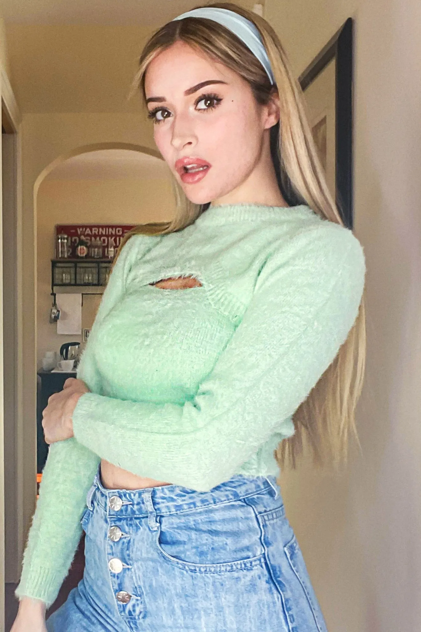 Soft Minty Crop Sweater