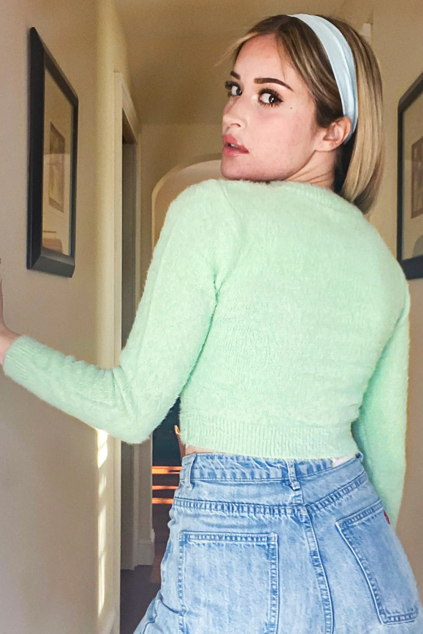 Soft Minty Crop Sweater
