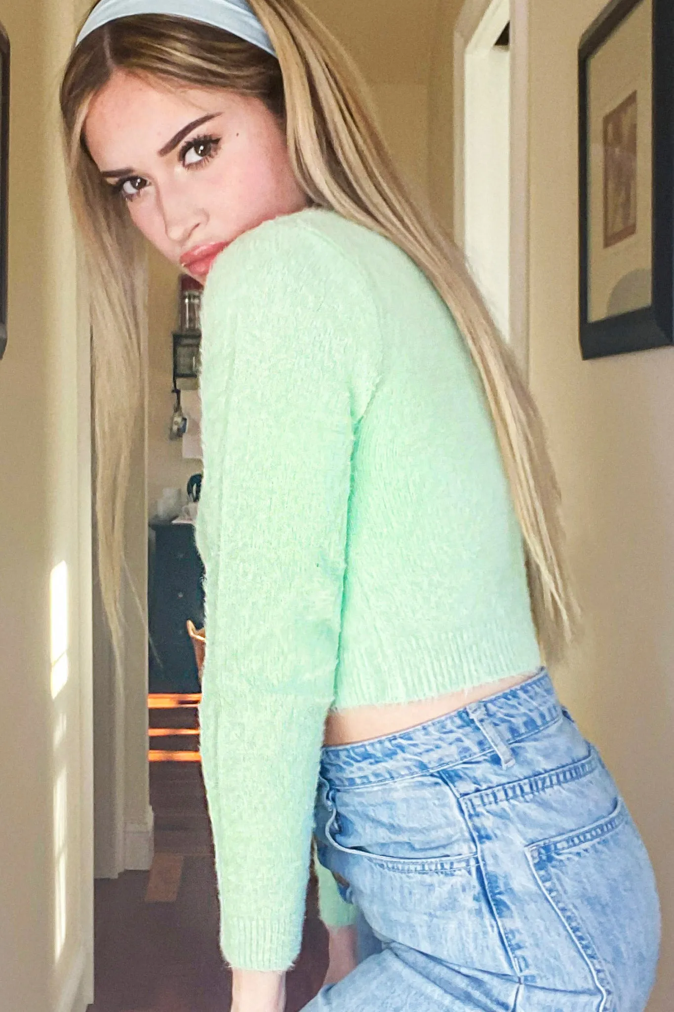 Soft Minty Crop Sweater