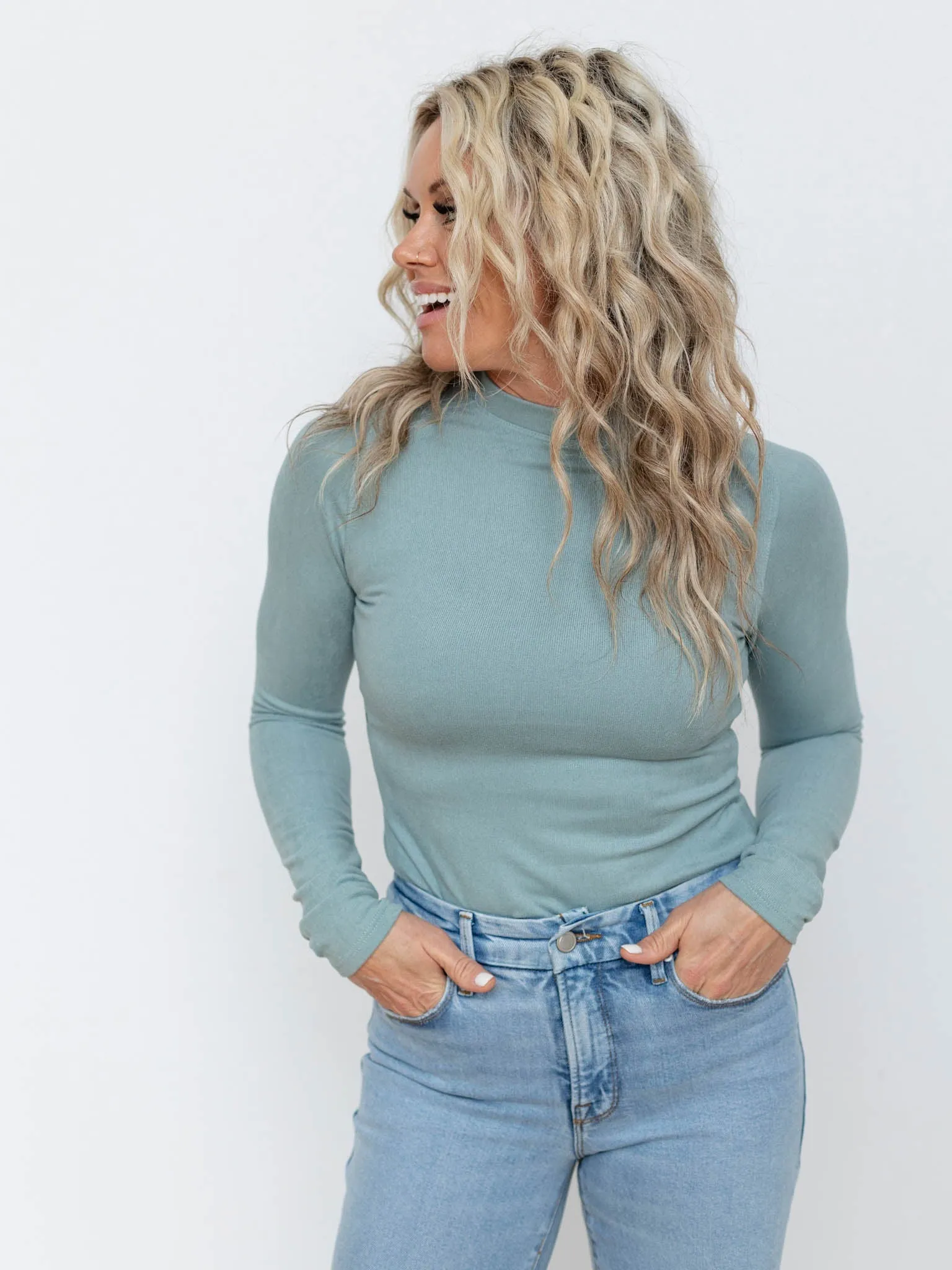 Soft Mock Neck Raglan Top