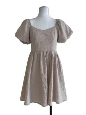 Soft Nude Checkered Dress
