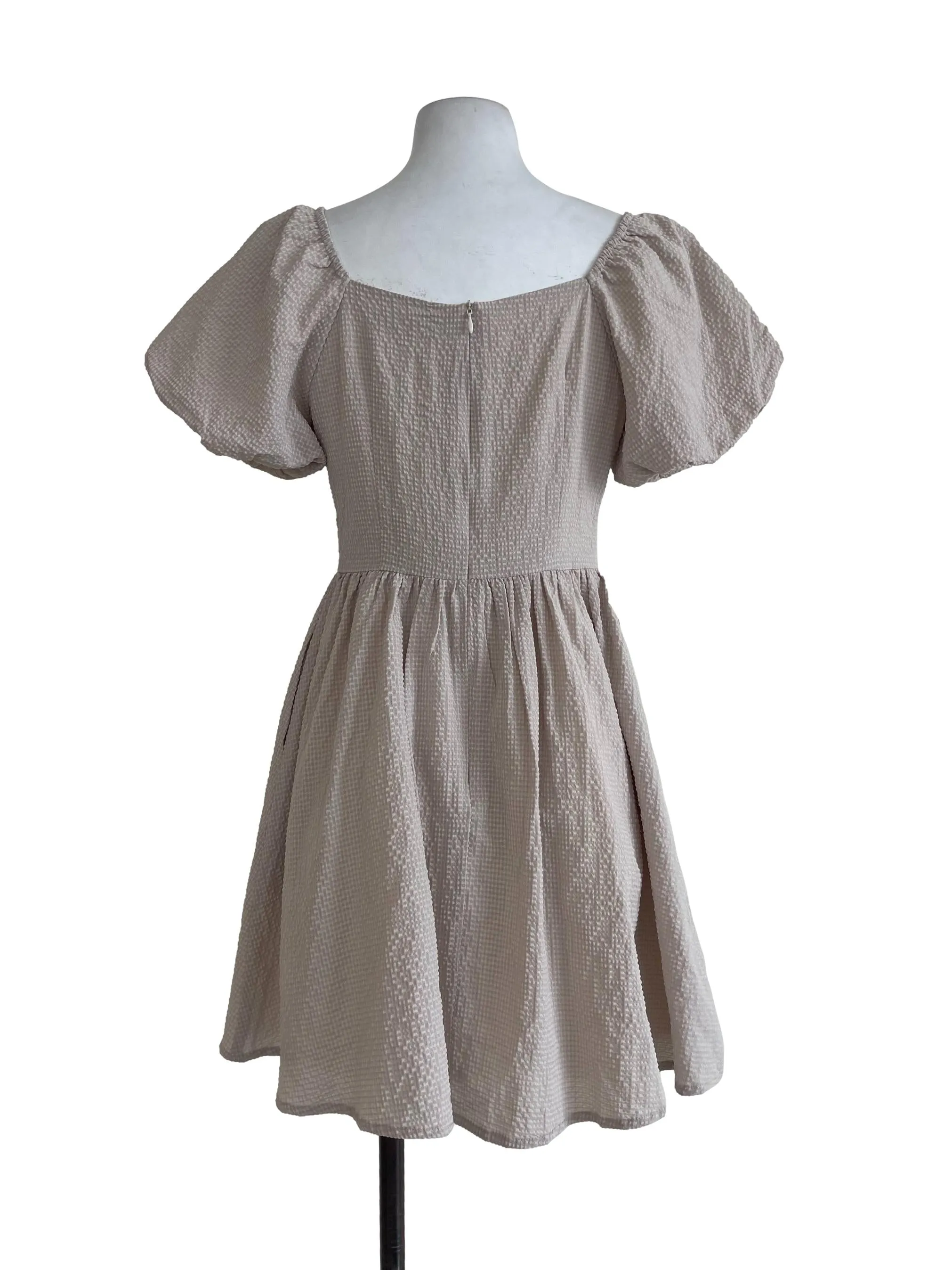 Soft Nude Checkered Dress