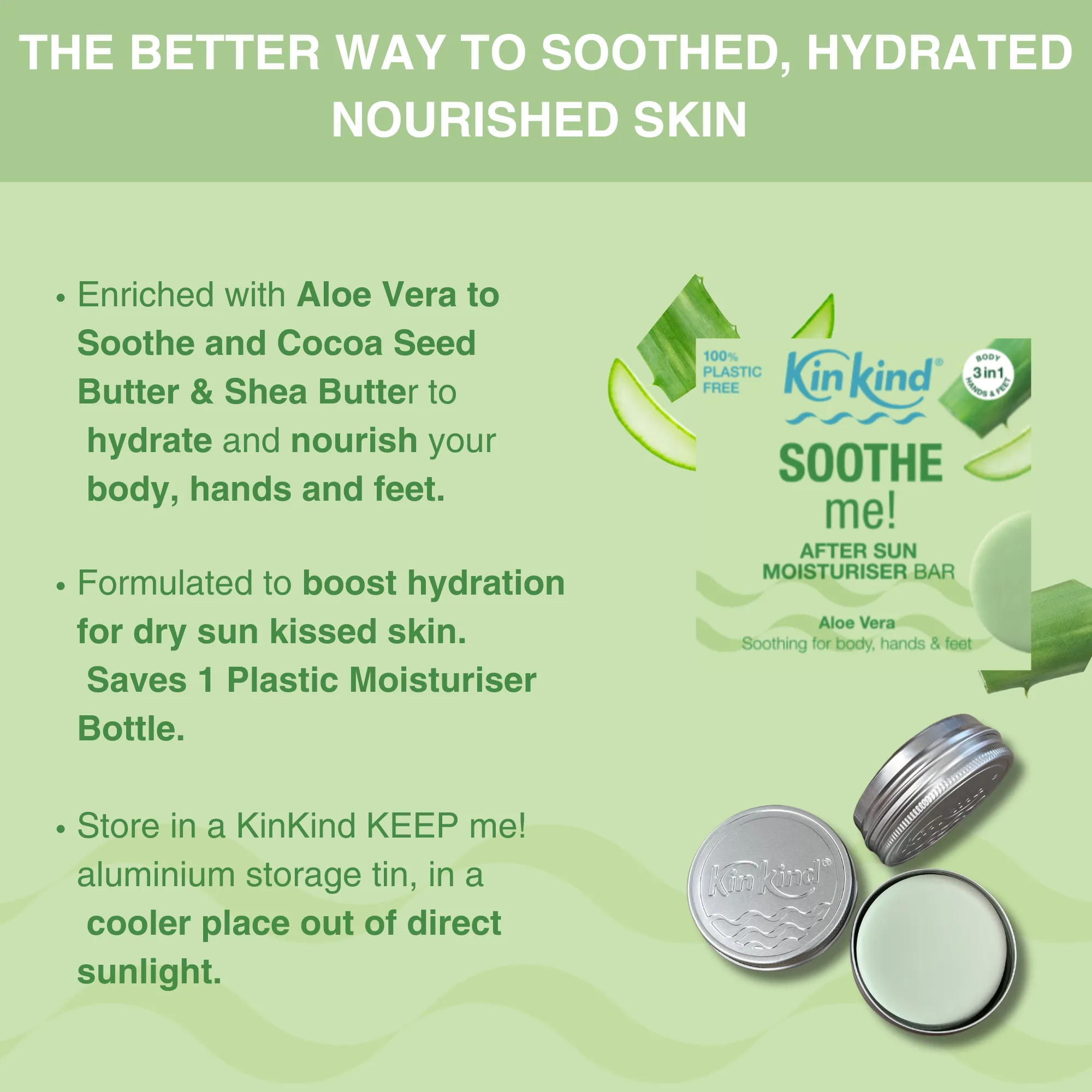 SOOTHE me! AfterSun Lotion Bar. Saves 1 plastic bottle!