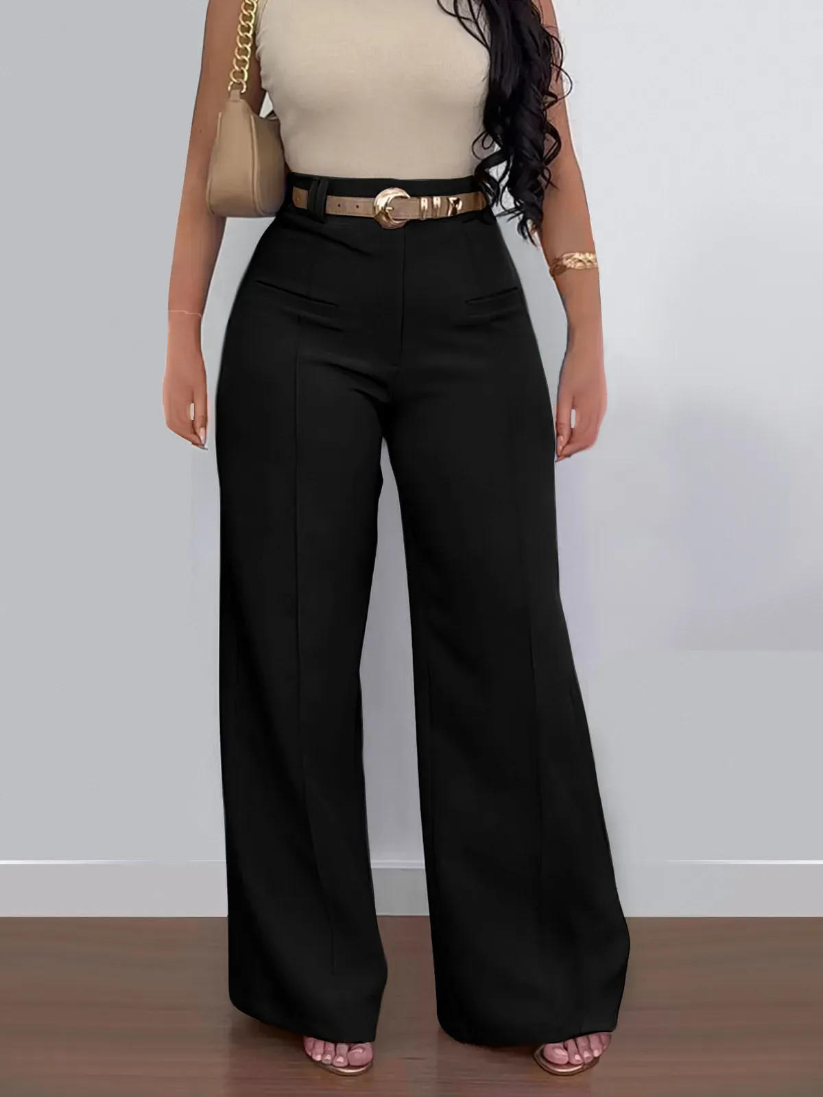 Sophia High-Waisted Tailored Wide-Leg Dress Pants