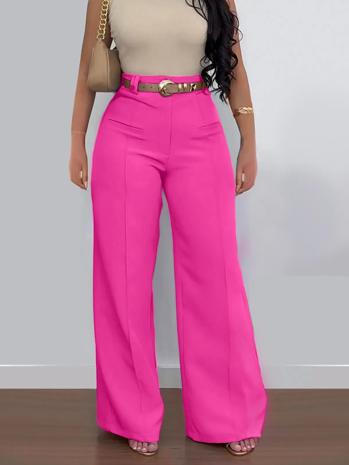 Sophia High-Waisted Tailored Wide-Leg Dress Pants