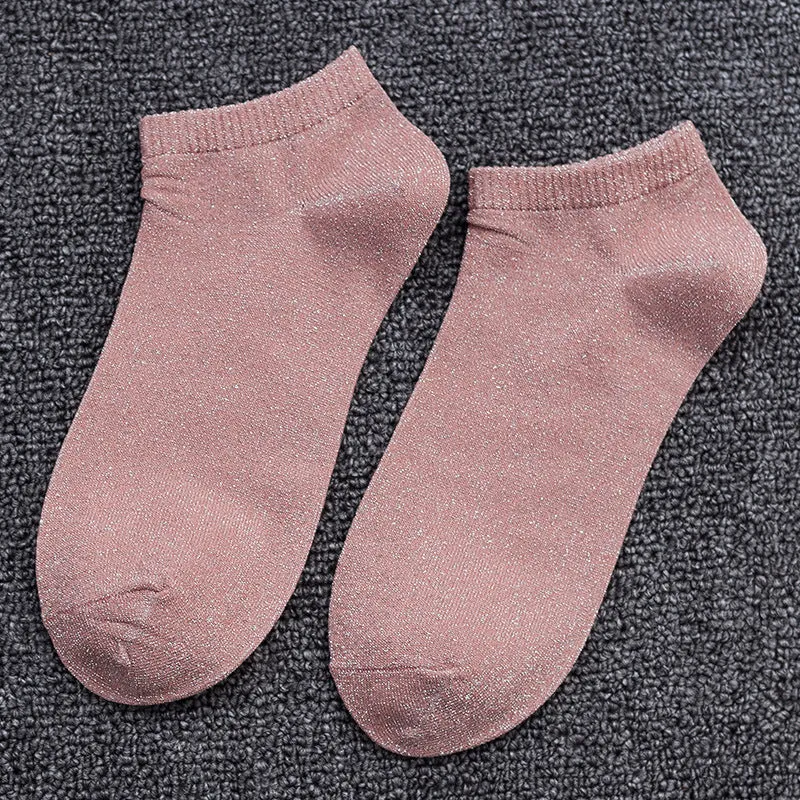 Spring And Summer New Japanese Socks Women's Low-cut Liners Socks Gold And Silver Silk Women's Thin Socks
