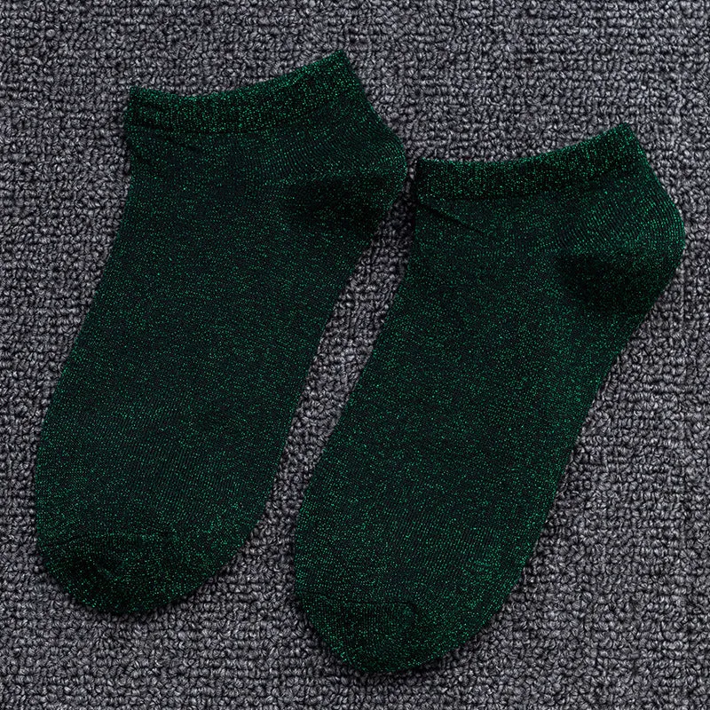 Spring And Summer New Japanese Socks Women's Low-cut Liners Socks Gold And Silver Silk Women's Thin Socks