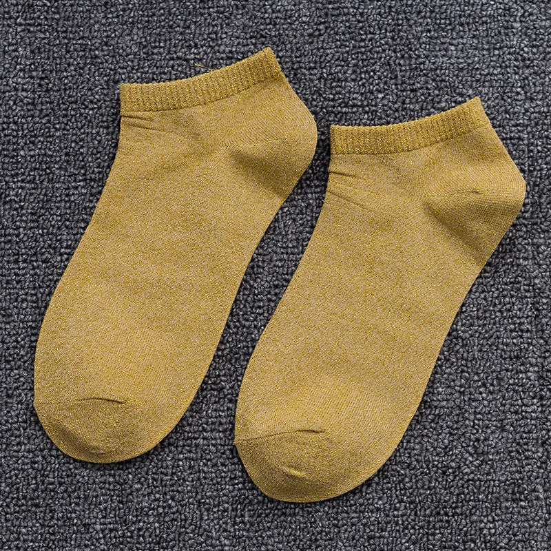 Spring And Summer New Japanese Socks Women's Low-cut Liners Socks Gold And Silver Silk Women's Thin Socks
