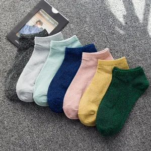 Spring And Summer New Japanese Socks Women's Low-cut Liners Socks Gold And Silver Silk Women's Thin Socks