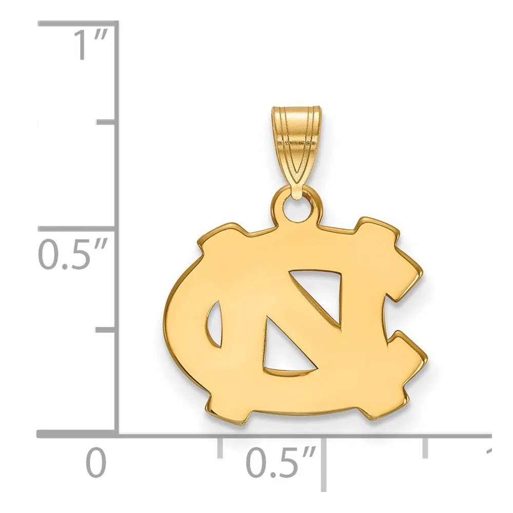 Sterling Silver Gold-plated University of North Carolina N-C Small Pendant