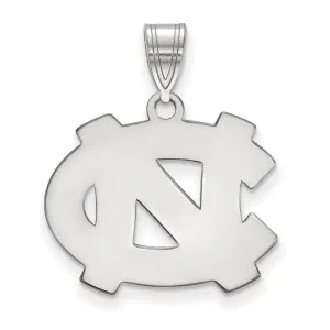Sterling Silver Rhodium-plated University of North Carolina N-C Medium Pendant