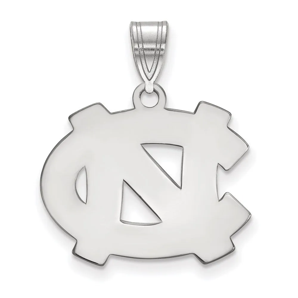 Sterling Silver Rhodium-plated University of North Carolina N-C Medium Pendant
