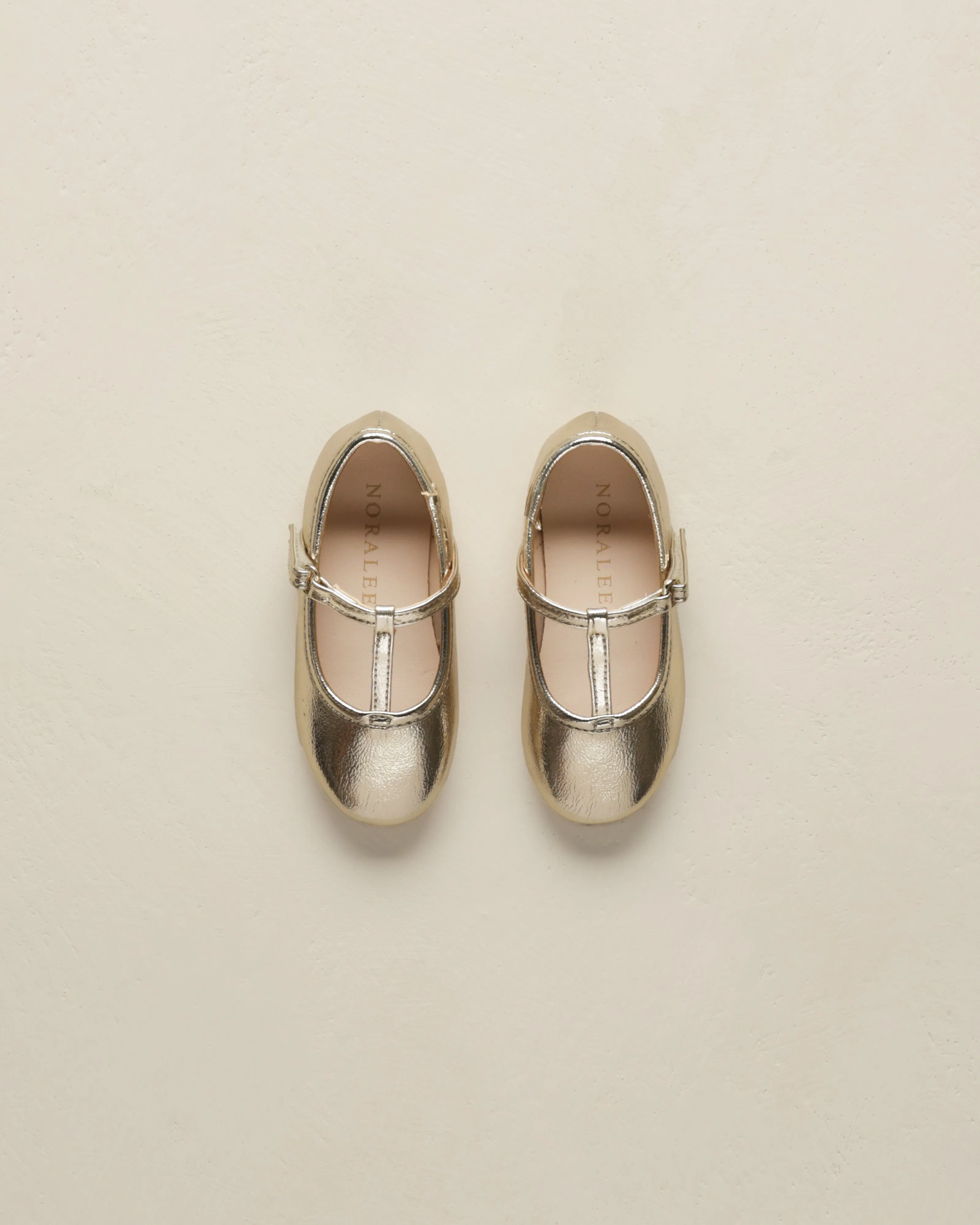 T-Strap Ballet Flats || Gold Metallic