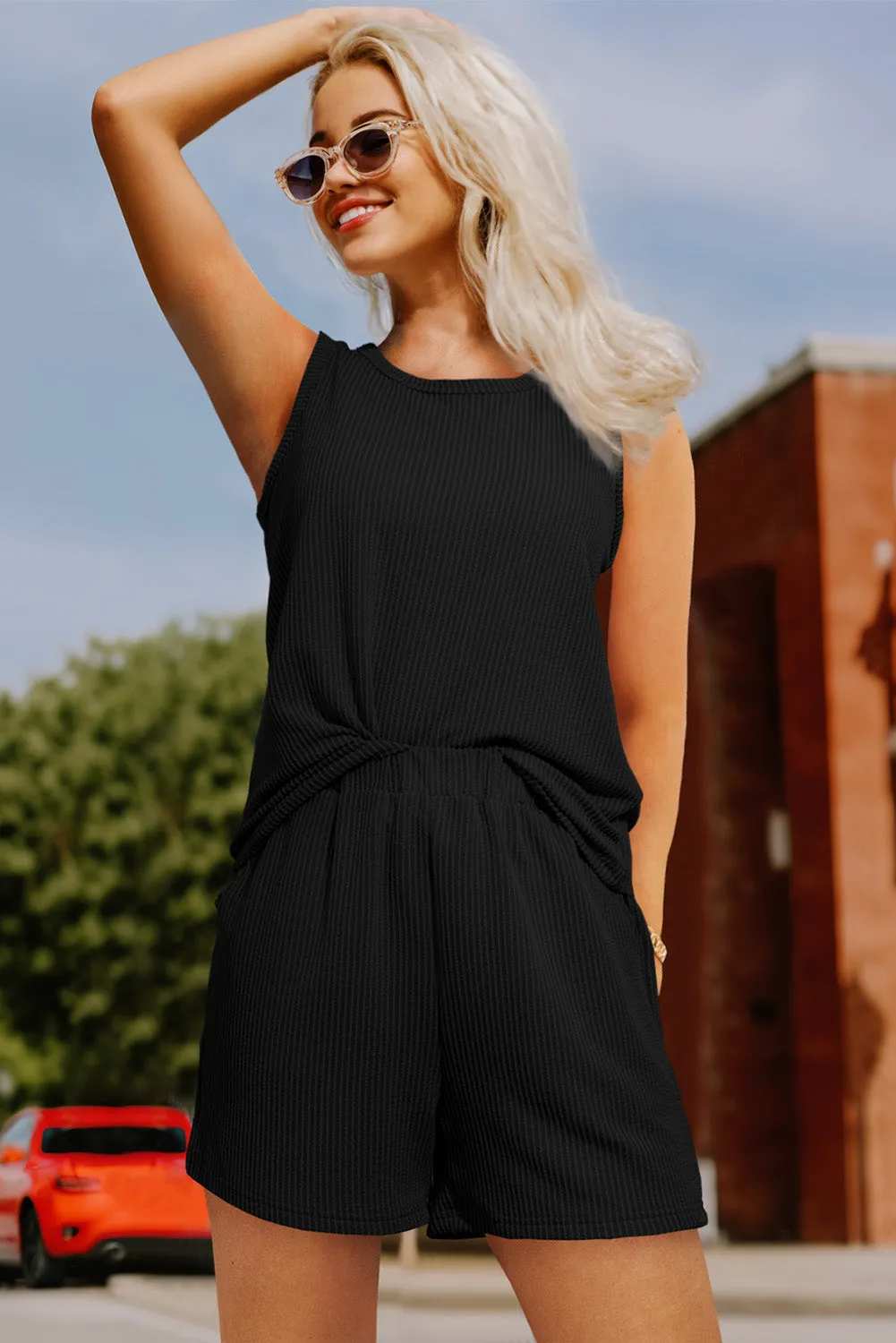 Tank Top and Pocketed Shorts Set