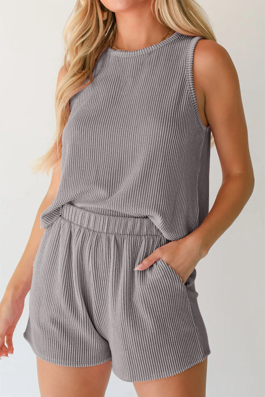Tank Top and Pocketed Shorts Set