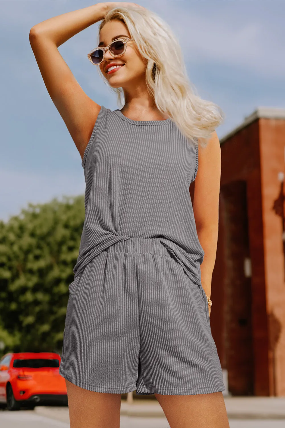 Tank Top and Pocketed Shorts Set