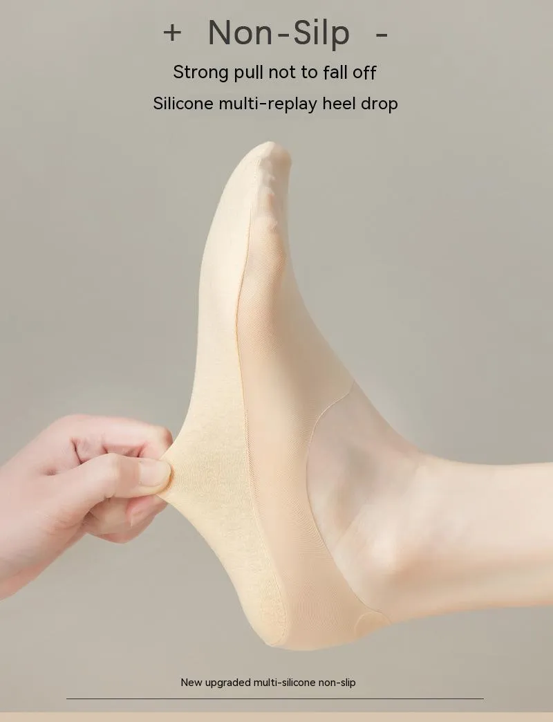 Thin Solid Color Bottom Super Low Cut Invisible Socks