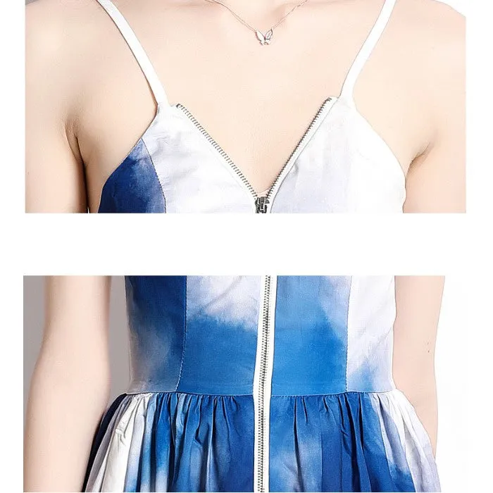 Tie Dye Printed Waist Dress Slip Dress