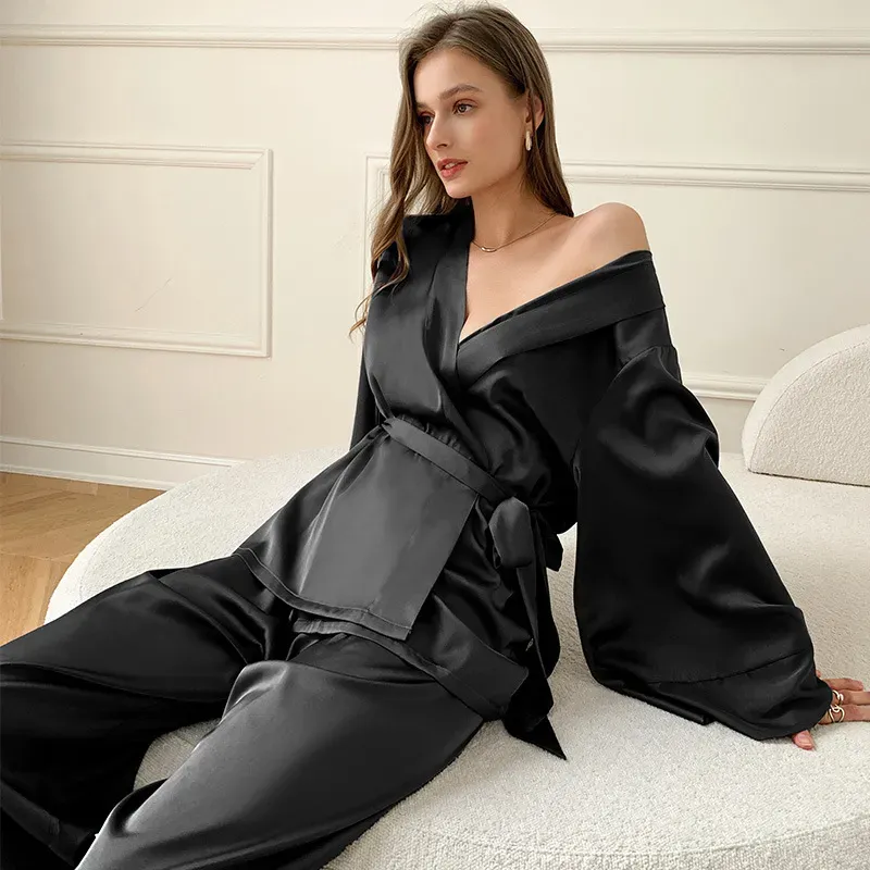 Tranquil Kimono Belted Wide Leg Lounge Set