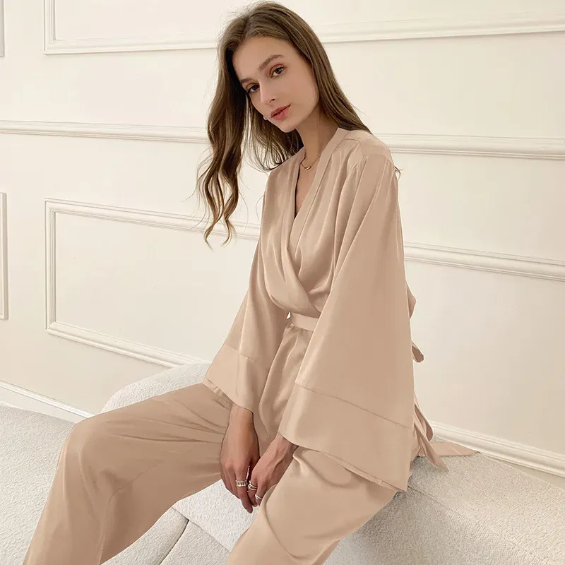 Tranquil Kimono Belted Wide Leg Lounge Set