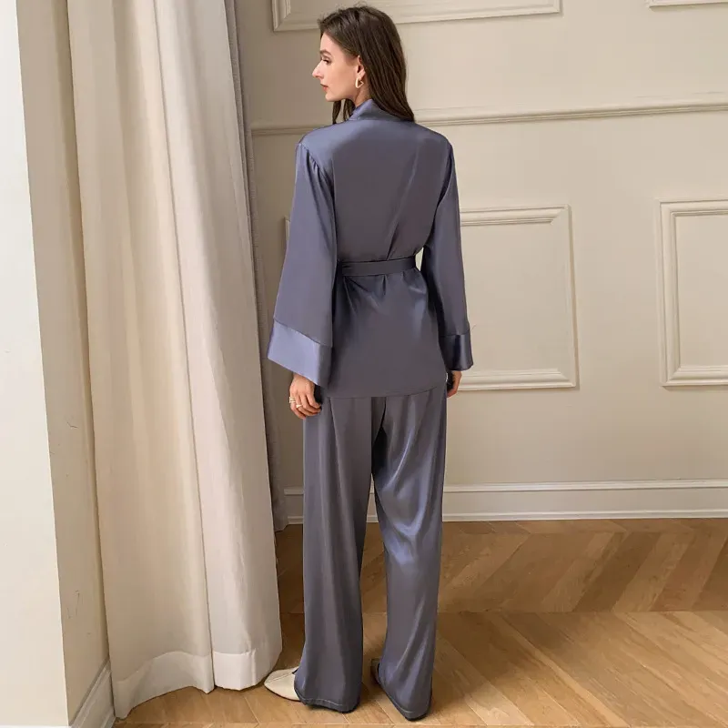 Tranquil Kimono Belted Wide Leg Lounge Set