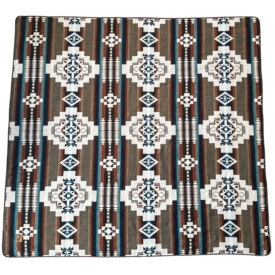 Tumbaco Reversible Blanket  //  Beige/Teal/Rust/Brown