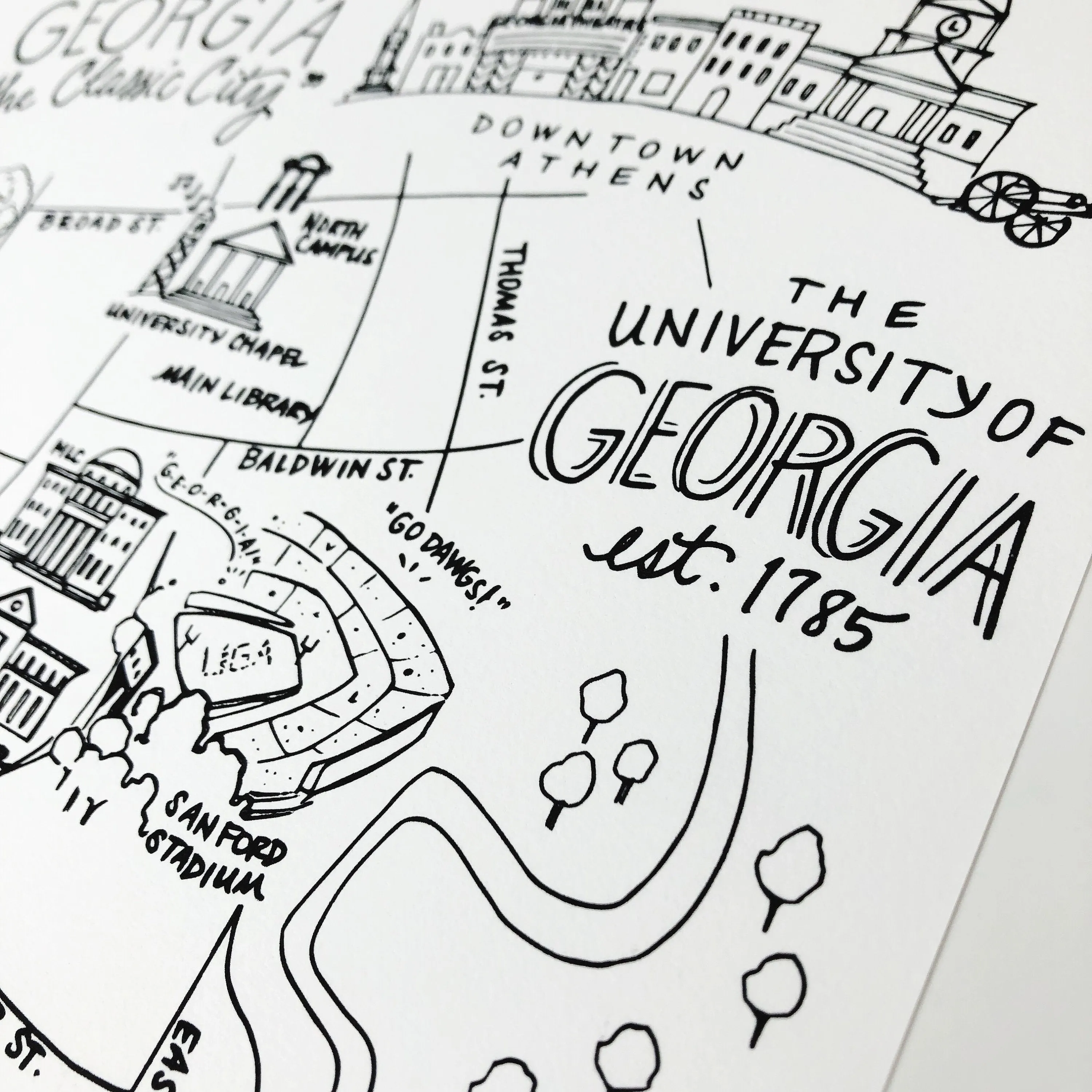 University of Georgia Map Greeting Card