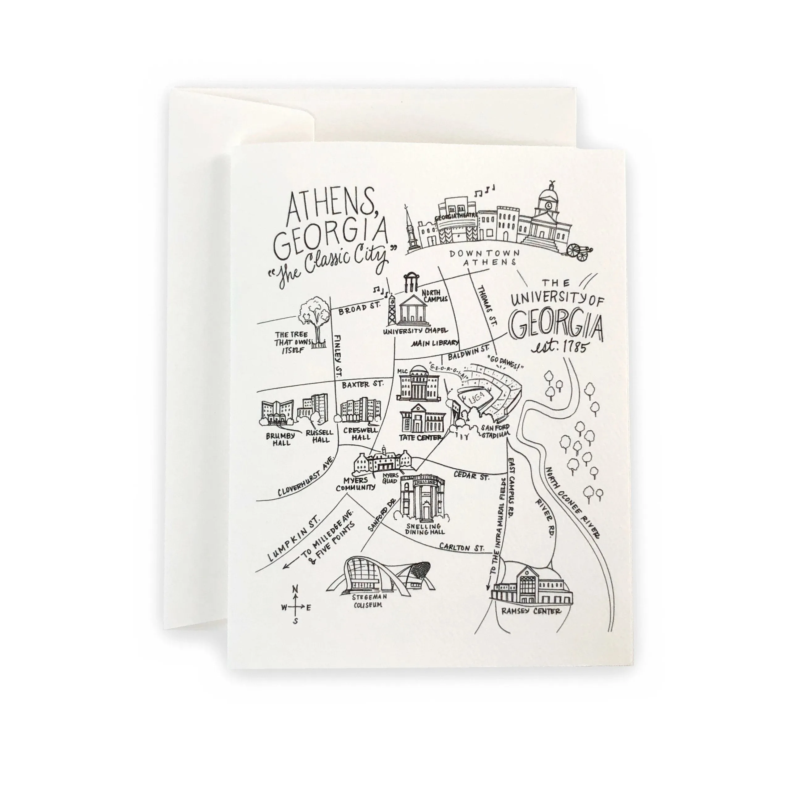 University of Georgia Map Greeting Card