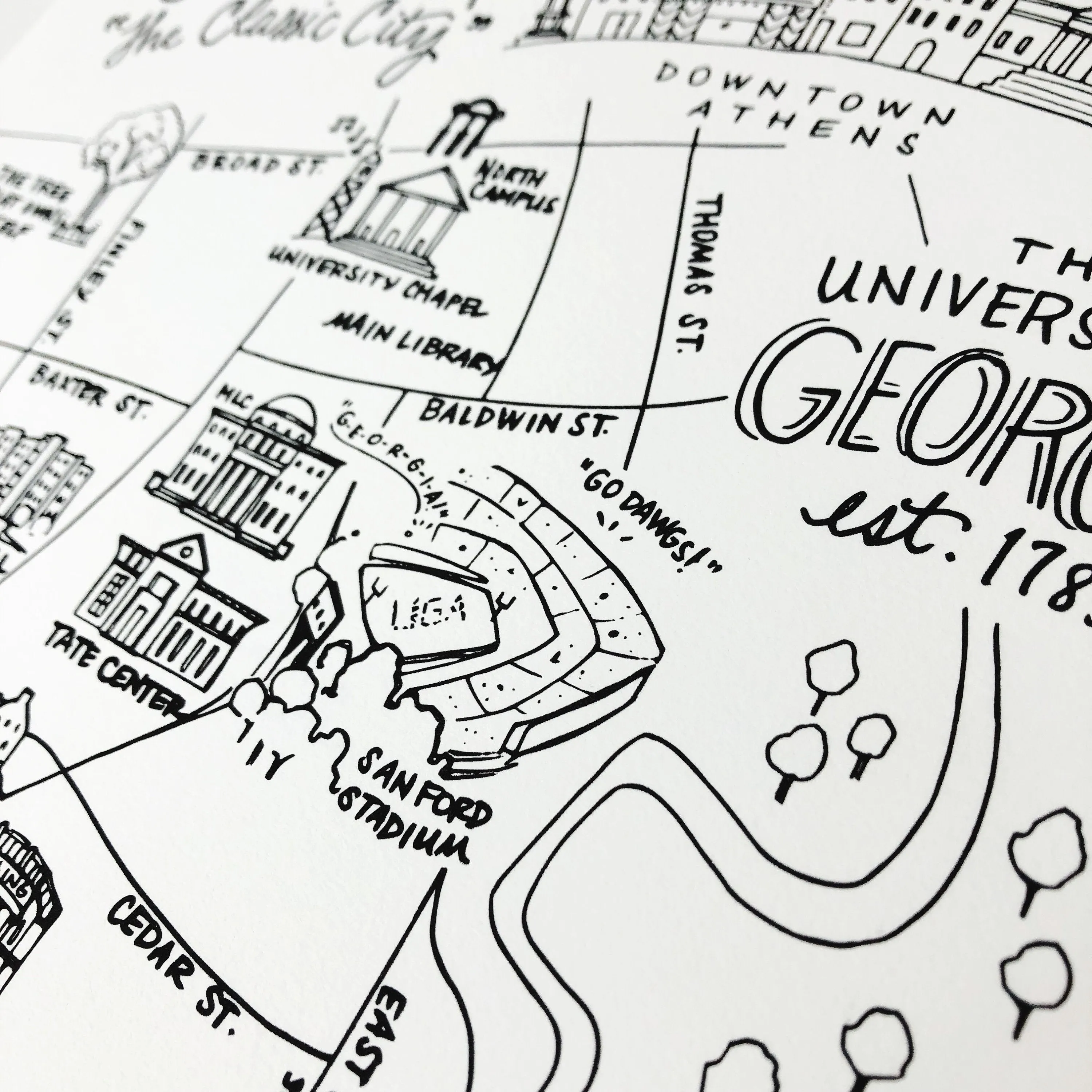 University of Georgia Map Greeting Card