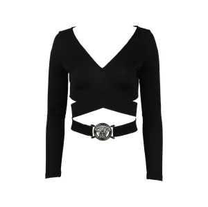 Versace Black Wrapped Logo Crop