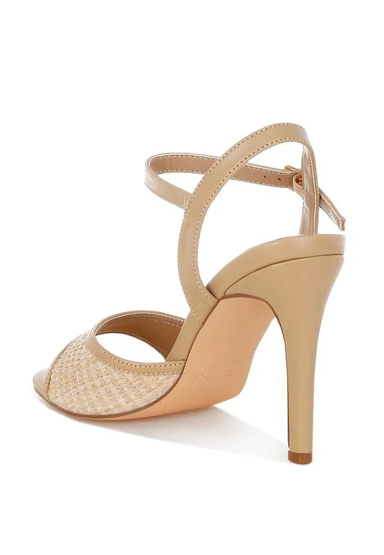 Vilasta Raffia Square Toe Stiletto Heels