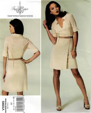 Vogue American Designer 1285 TRACY REESE Womens Stretch Mock Wrap Dress with Neckline Detail Out Of Print Sewing Pattern Size 8 - 16 UNCUT Factory Folded