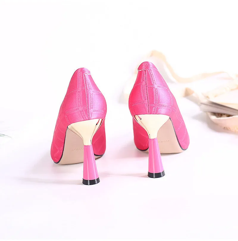 Wine Glass Heel Pumps Metal Pointed Toe Pumps