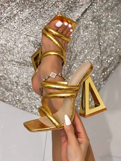 Women High Heel Sandals Summer New Comfortable All-Match Ladies Mule Slippers For Outdoor Beach Party Elegant Fashion Square Toe Red High Heels