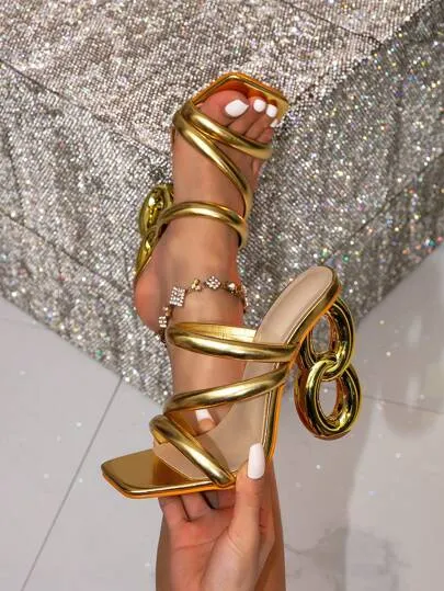 Women High Heel Sandals Summer New Comfortable All-Match Ladies Mule Slippers For Outdoor Beach Party Elegant Fashion Square Toe Red High Heels