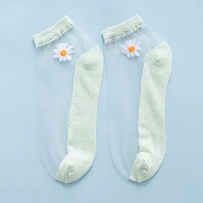 Women's Low-cut Liners Transparent Spun Glass Thin Socks