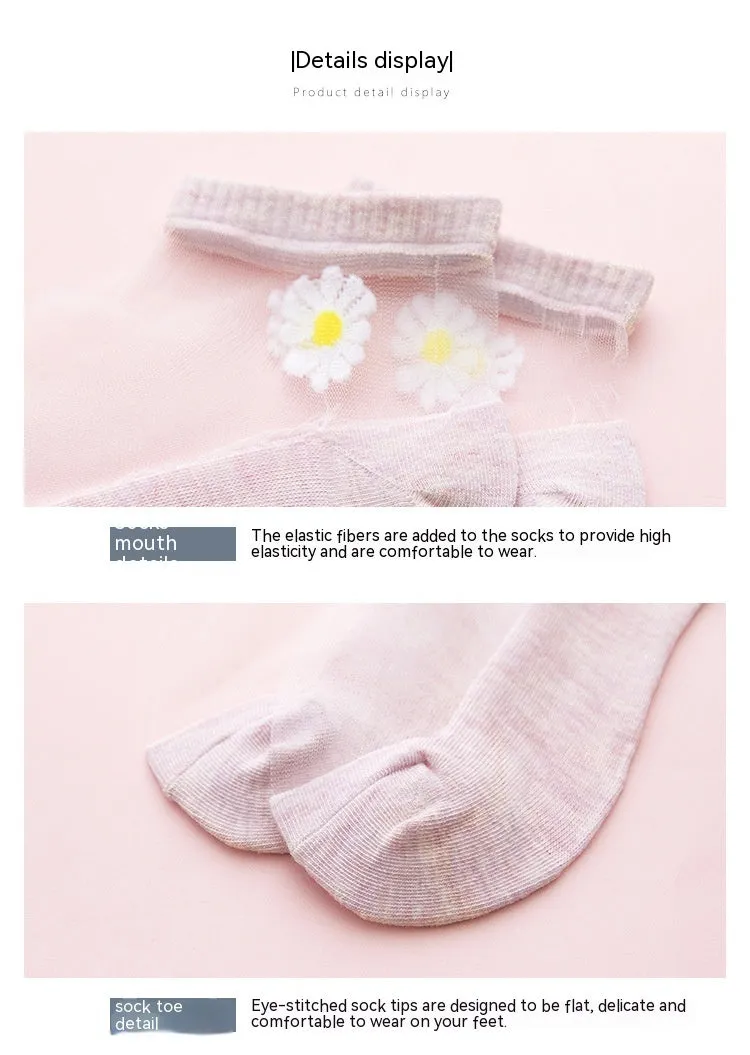 Women's Low-cut Liners Transparent Spun Glass Thin Socks