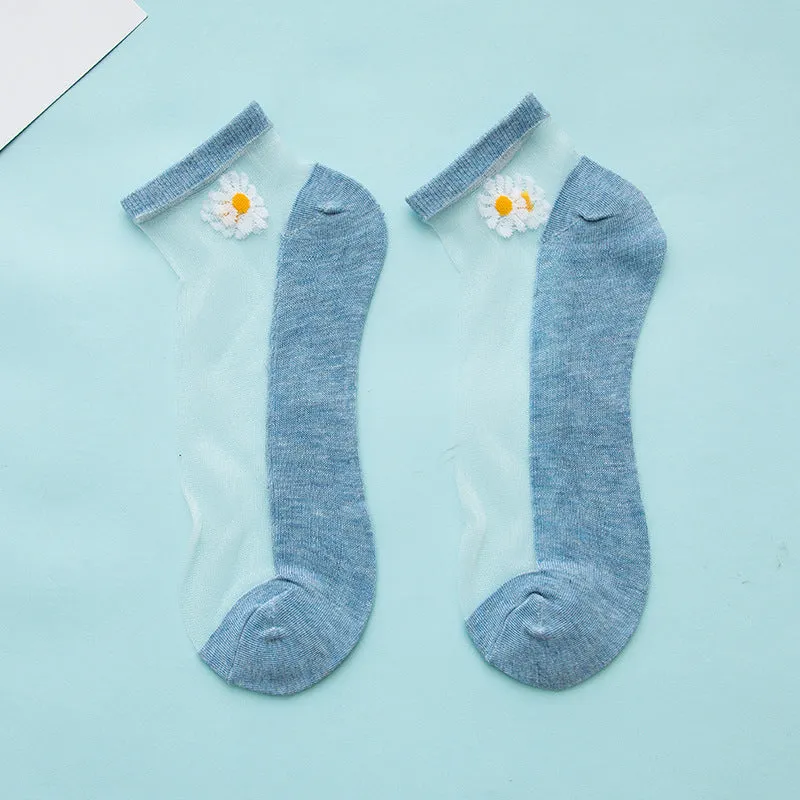 Women's Low-cut Liners Transparent Spun Glass Thin Socks