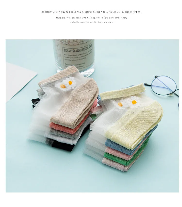 Women's Low-cut Liners Transparent Spun Glass Thin Socks