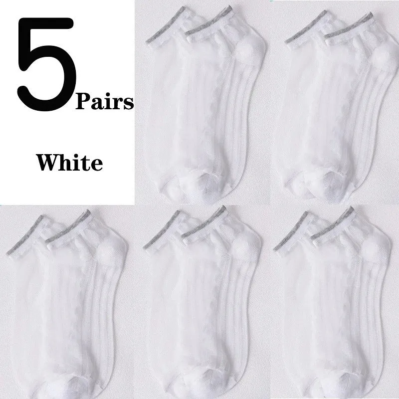 Women's Low-cut Liners Transparent Spun Glass Thin Socks