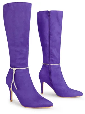 Women'S Rhines Stiletto Heels Knee High Boots Dark Purple 6