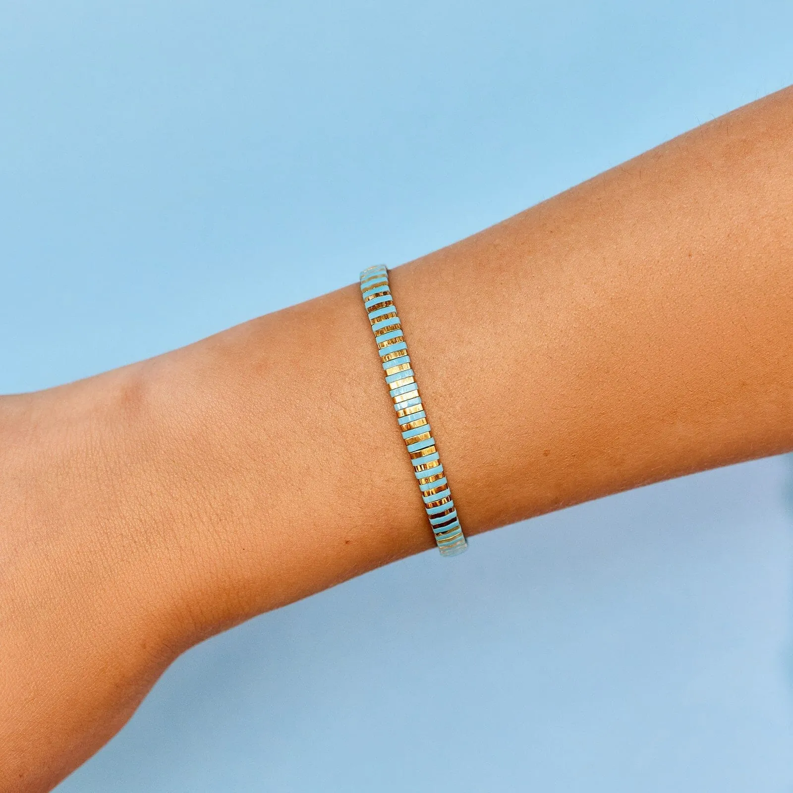 World Water Day Tile Bead Stretch Bracelet
