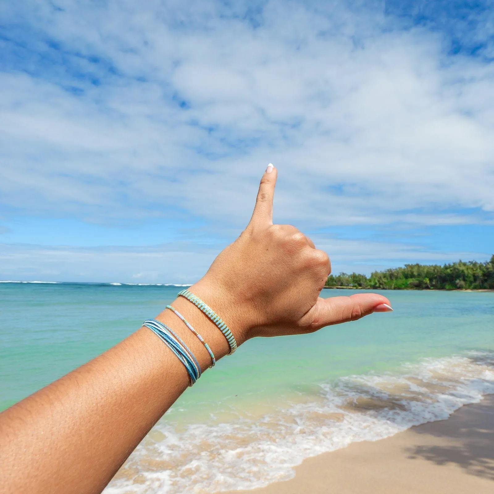 World Water Day Tile Bead Stretch Bracelet