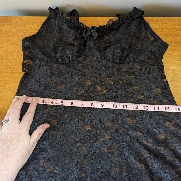 Y2K Coquette Sheer Lace Babydoll Slip Dress Lingerie