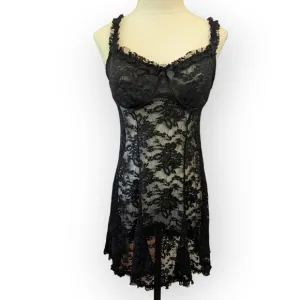 Y2K Coquette Sheer Lace Babydoll Slip Dress Lingerie