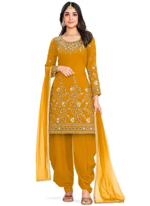 Yellow Mirror Work Embroidery Salwar Kameez