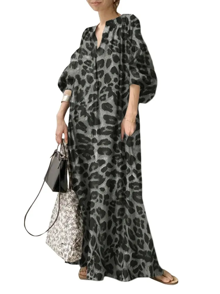 ZANZEA Fashion Leopard Printed Women's Maxi Dress